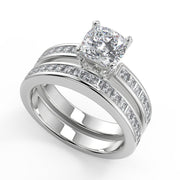 Melanie Channel Set 4 Prong Cushion Cut Diamond Engagement Ring - Nivetta